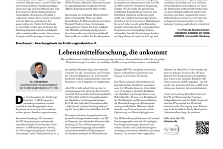 Der FEI in der Handelsblatt-Kampagne „Future of Food Systems“: Unter dem Titel „Lebensmittelforschung, die ankommt“ stellt der FEI seine Arbeit und seinen Beitrag zur Zukunft der Lebensmittelwirtschaft vor.