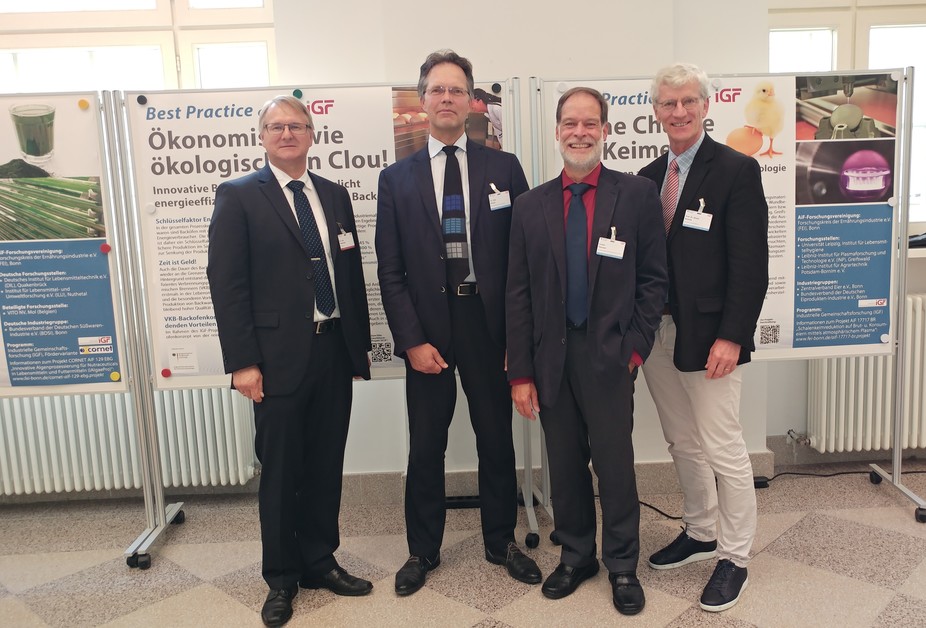 Aus dem FEI-Netzwerk dabei:  Dr. Jörg Kowalczyk (Südzucker AG), FEI-Vorsitzender Dr. Götz Kröner (Kröner-Stärke GmbH), FEI-Geschäftsführer Dr. Volker Häusser und Prof. Dr. Ulrich Kulozik (TU München).